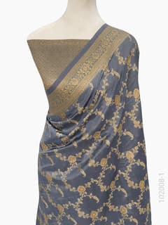 Soft Silk Zari Work Jaal Banarasi Saree view 2