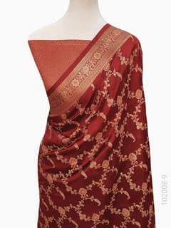 Soft Silk Zari Work Jaal Banarasi Saree view 10
