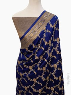 Soft Silk Zari Work Jaal Banarasi Saree view 4