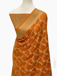 Soft Silk Zari Work Jaal Banarasi Saree view 8