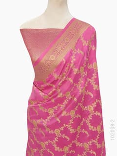 Soft Silk Zari Work Jaal Banarasi Saree view 3