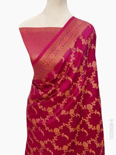 Soft Silk Zari Work Jaal Banarasi Saree view 7