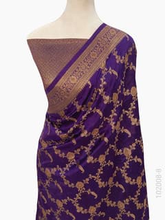 Soft Silk Zari Work Jaal Banarasi Saree view 9
