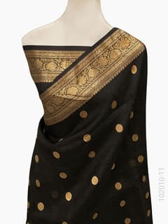 Kora Organza Zari Work Buta Banarasi Saree view 12