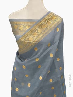 Kora Organza Zari Work Buta Banarasi Saree view 10