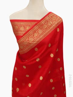 Kora Organza Zari Work Buta Banarasi Saree view 3