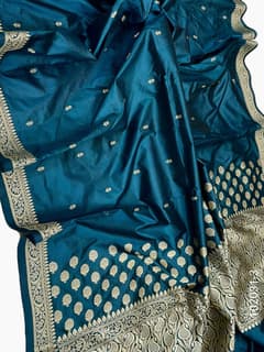 Katan Silk Zari Work Buti Banarasi Saree view 4