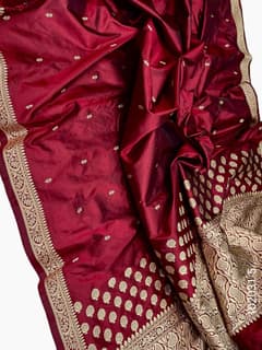Katan Silk Zari Work Buti Banarasi Saree view 6