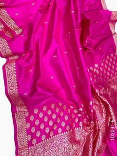 Katan Silk Zari Work Buti Banarasi Saree view 7