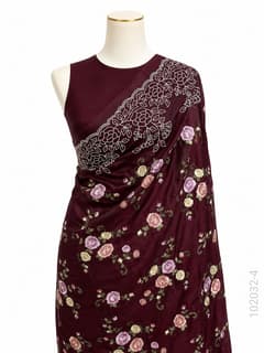 Kora Organza Embroidery Work Floral Banarasi Saree view 5