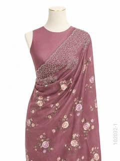 Kora Organza Embroidery Work Floral Banarasi Saree view 2