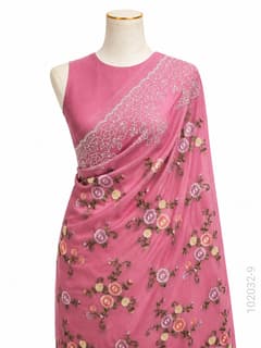 Kora Organza Embroidery Work Floral Banarasi Saree view 10
