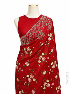 Kora Organza Embroidery Work Floral Banarasi Saree view 4