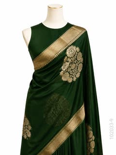 Kora Organza Zari Work Designer Banarasi Saree view 10