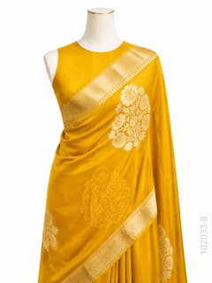 Kora Organza Zari Work Designer Banarasi Saree view 9