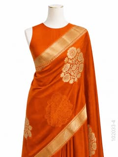 Kora Organza Zari Work Designer Banarasi Saree view 5