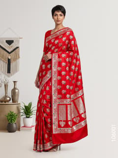 Mashru Silk Resham and Zari Jaal Work Banarasi Saree view 1