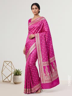Mashru Silk Resham and Zari Jaal Work Banarasi Saree view 1
