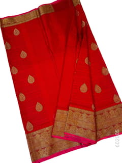 Red Zari Work Banarasi Saree in Cotton Silk view 2