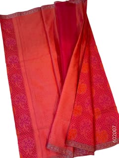 Red Cotton Silk Zari Work Banarasi Saree view 2