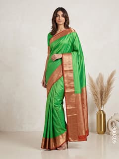 Green Cotton Silk Zari Work Banarasi Saree view 1