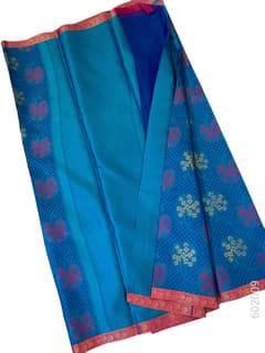 Blue Cotton Silk Zari Work Banarasi Saree view 2