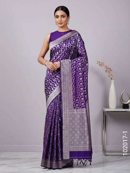Violet Blend Mashru Silk Zari Saree Wholesale