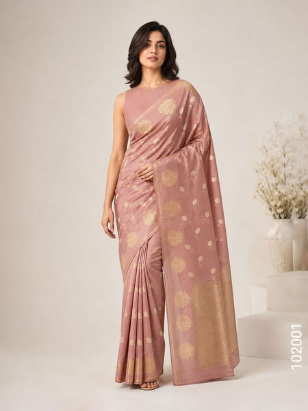 Copper Faux Soft Silk Zari Saree Wholesale