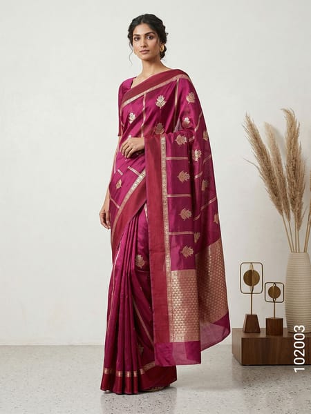 Maroon Faux Soft Silk Zari Saree Wholesale