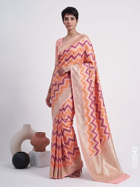 Pink Faux Katan Silk Rangkat Saree Wholesale