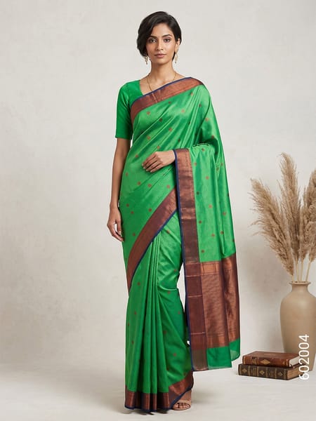 Green Faux Cotton Silk Zari Under 999 Wholesale