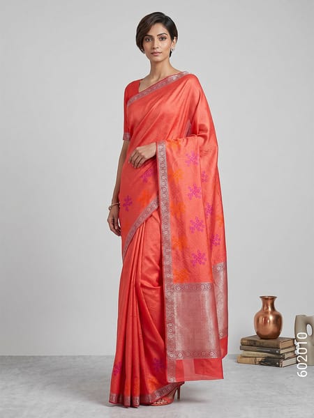 Red Faux Cotton Silk Zari Under 999 Wholesale