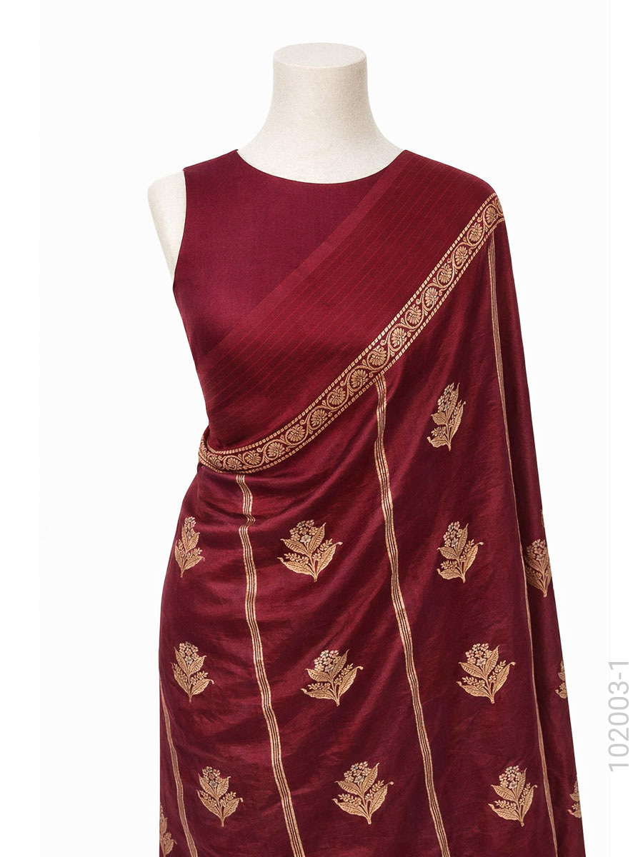 Soft Silk Zari Work Banarasi Saree Wholesale fabric close-up