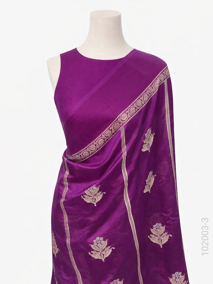 Soft Silk Zari Work Banarasi Saree Wholesale view 4
