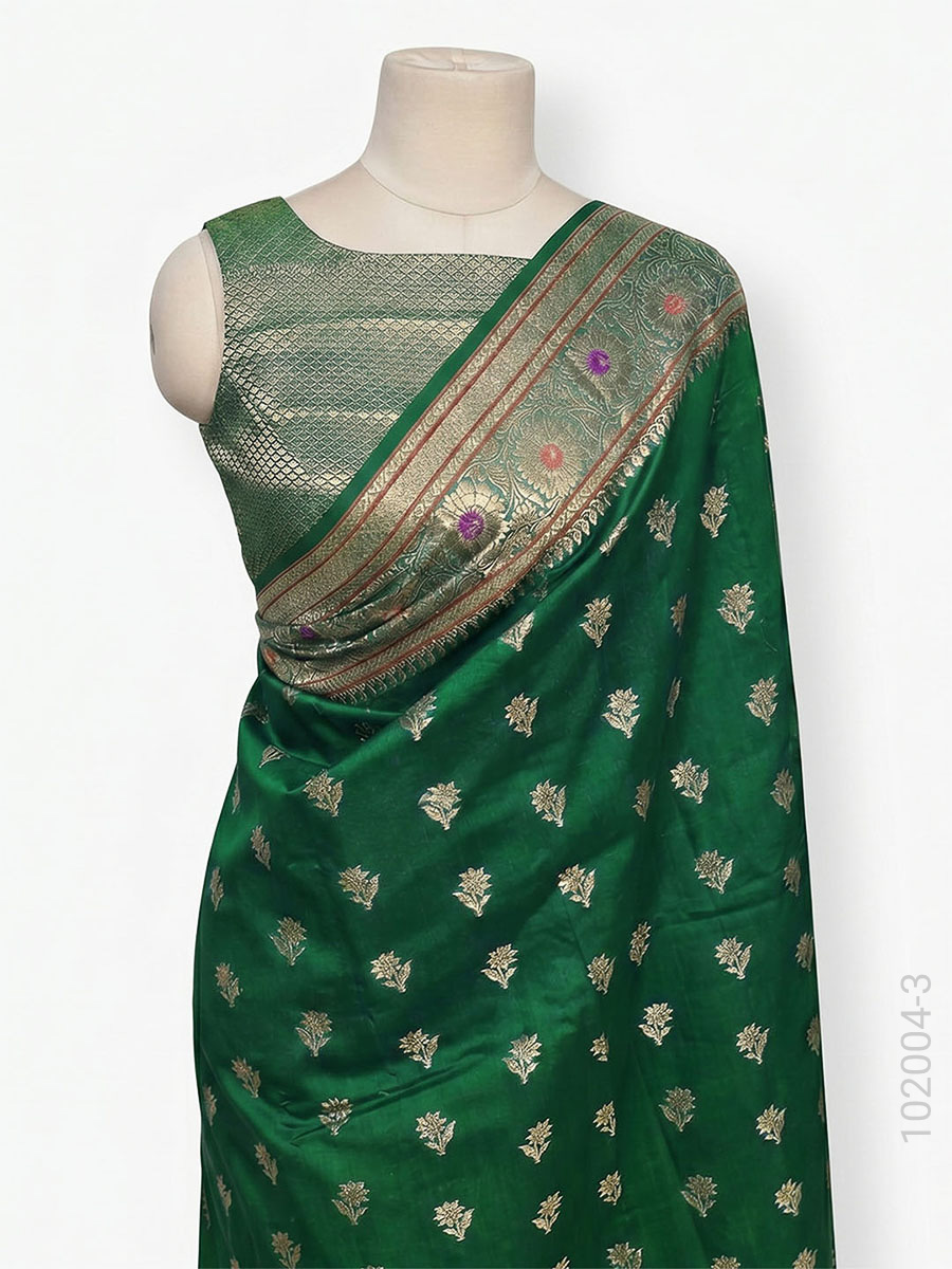 Soft Silk Resham and Zari Work Banarasi Saree Wholesale view 4