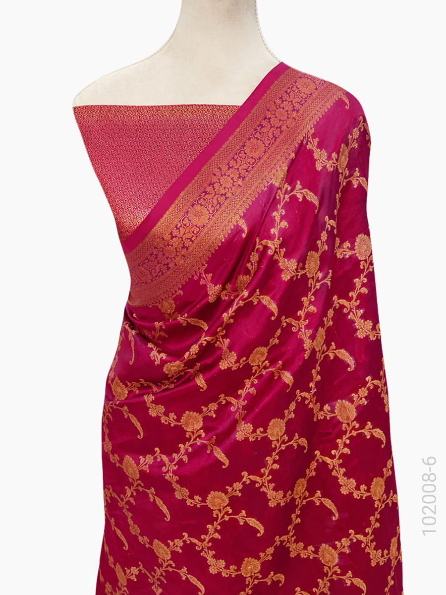 Soft Silk Zari Jaal Work Banarasi Saree Wholesale view 7