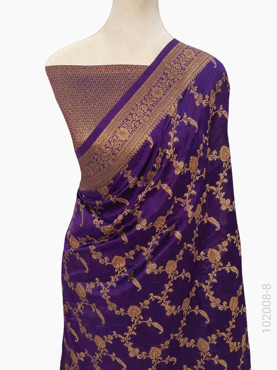 Soft Silk Zari Jaal Work Banarasi Saree Wholesale view 9