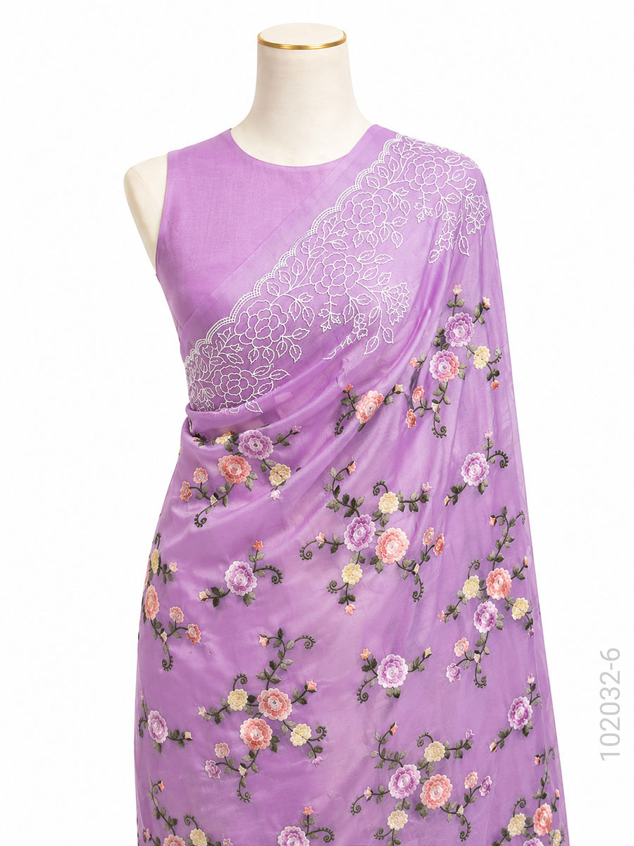 Kora Organza Embroidery Work Banarasi Saree Wholesale view 7
