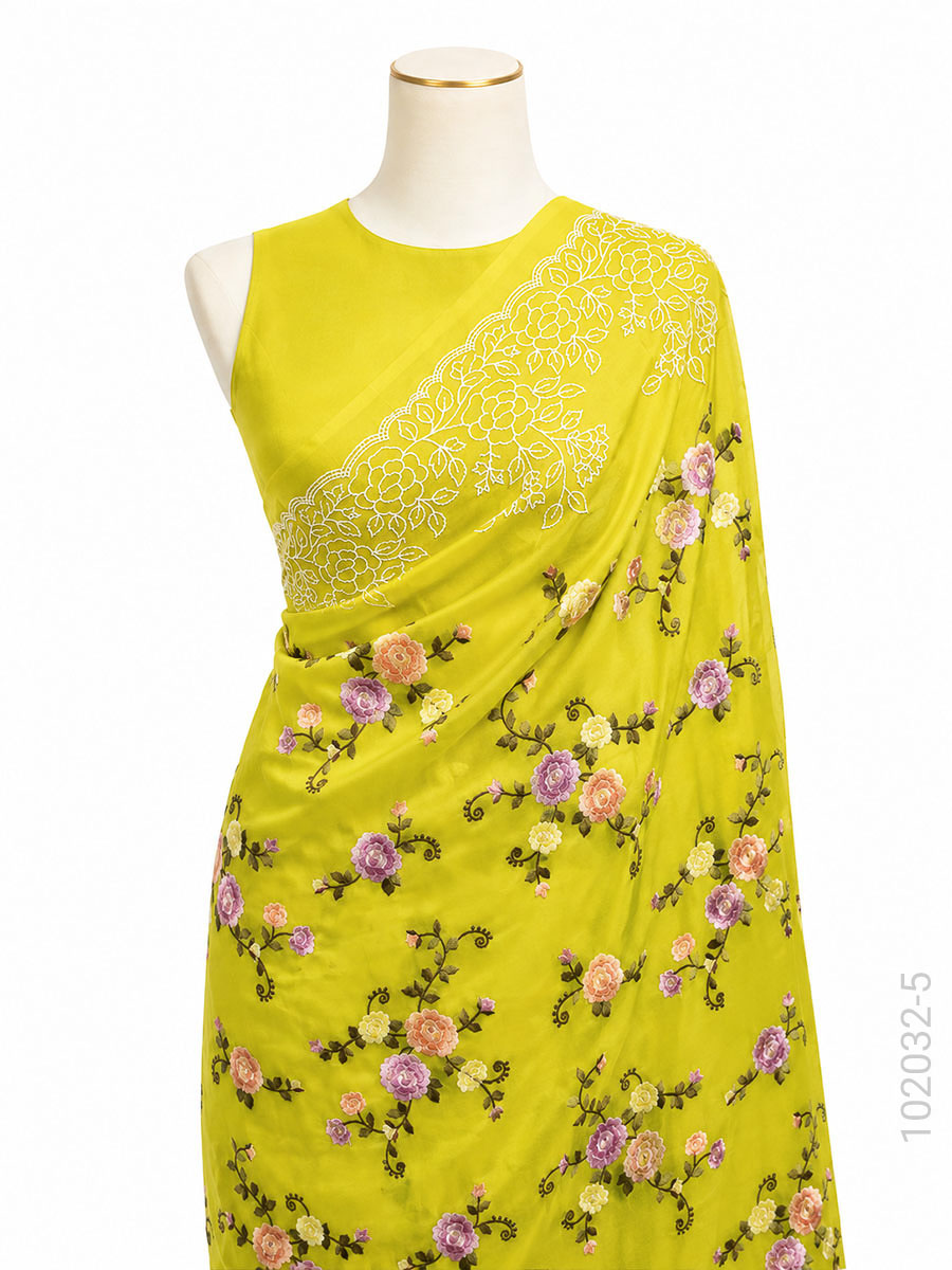 Kora Organza Embroidery Work Banarasi Saree Wholesale view 6