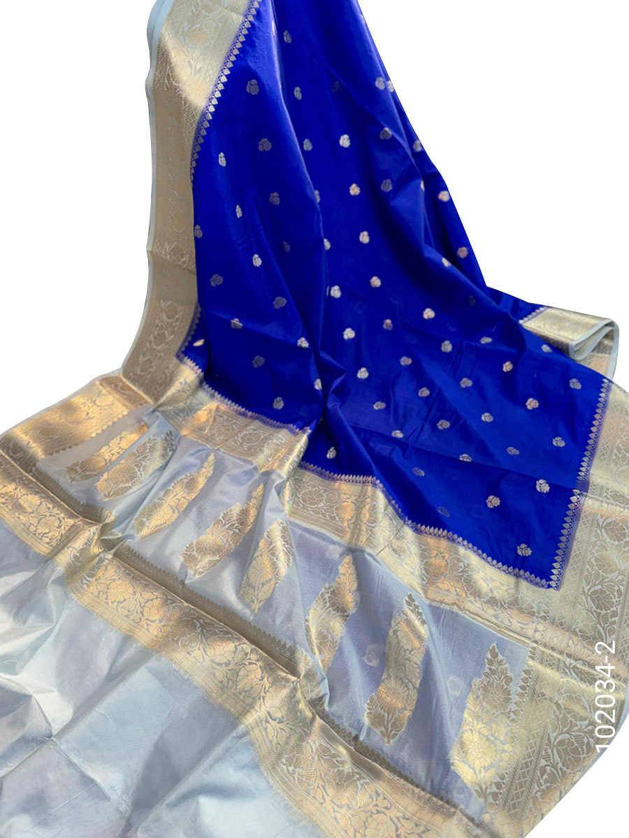 Kora Organza Zari Buti Work Banarasi Saree view 3