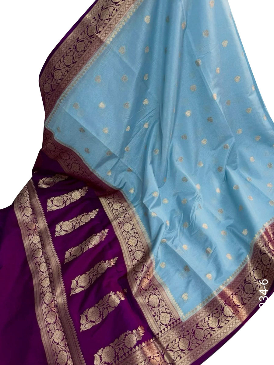 Kora Organza Zari Buti Work Banarasi Saree view 7