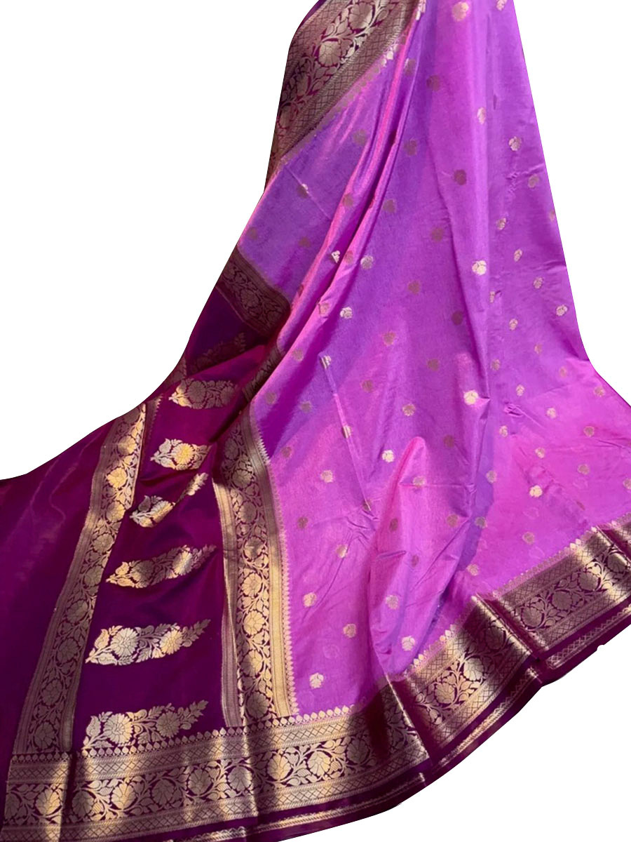 Kora Organza Zari Buti Work Banarasi Saree view 9