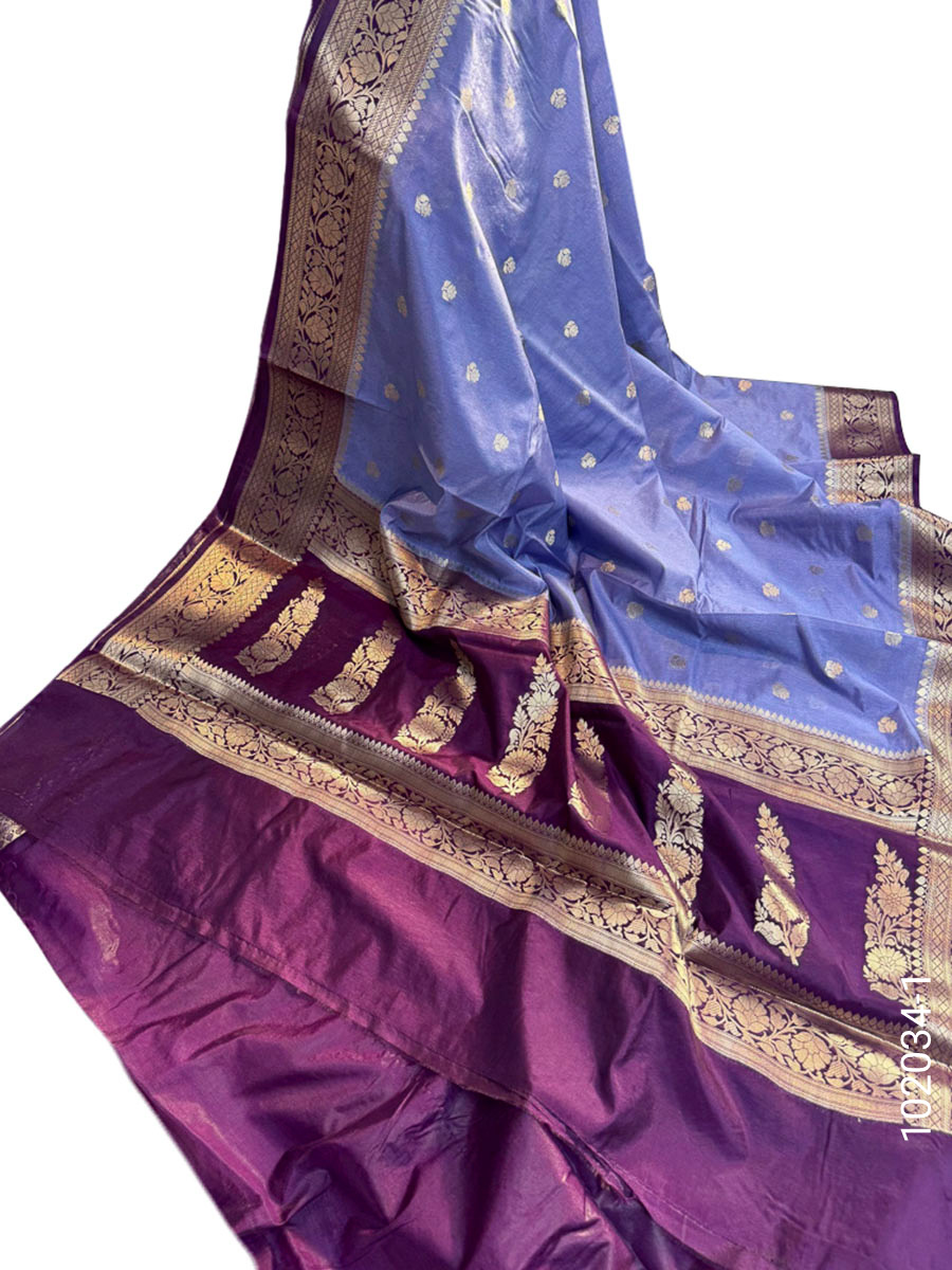 Kora Organza Zari Buti Work Banarasi Saree view 2