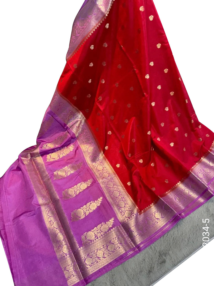 Kora Organza Zari Buti Work Banarasi Saree view 6