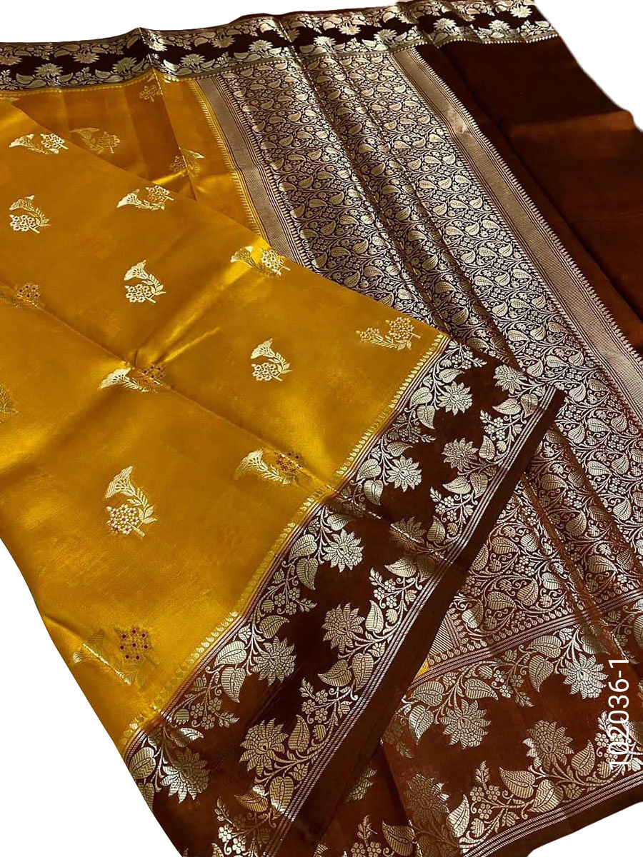 Dupion Silk Designer Banarasi Saree fabric close-up