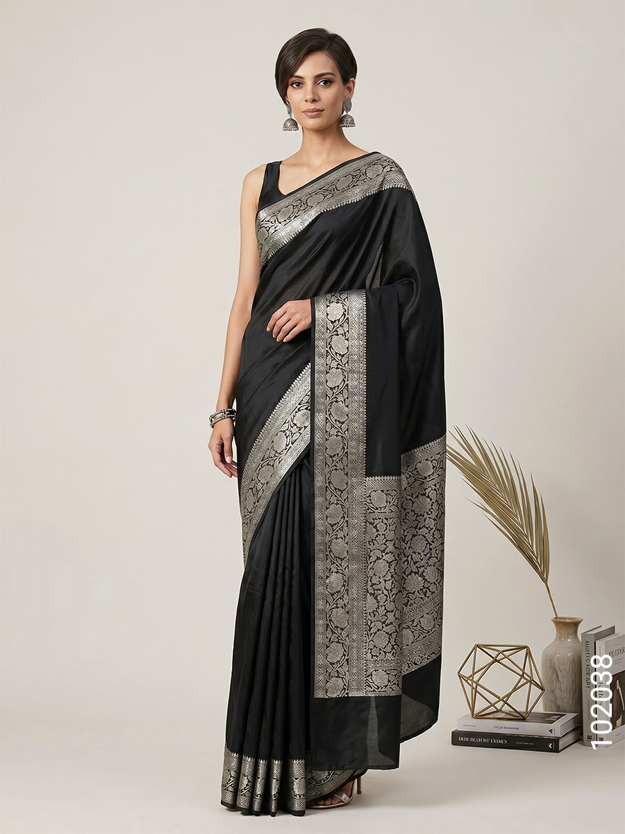 Soft Silk Zari Work Plain Banarasi Saree