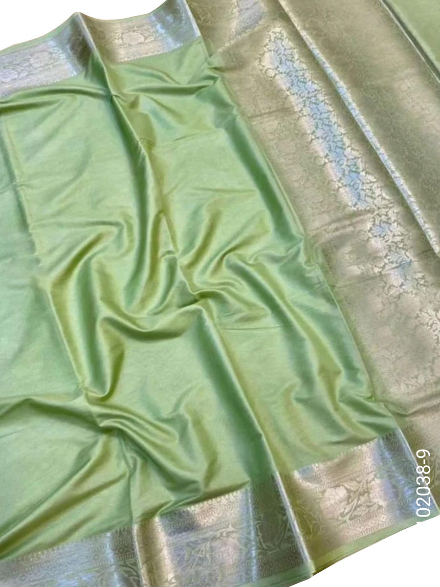 Soft Silk Zari Work Plain Banarasi Saree view 10