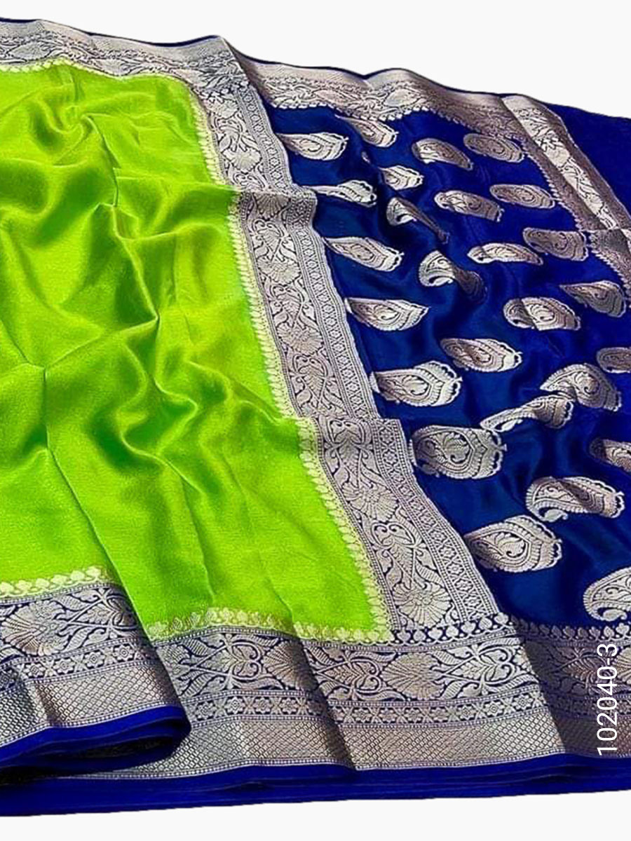Soft Silk Zari Work Plain Banarasi Saree view 4