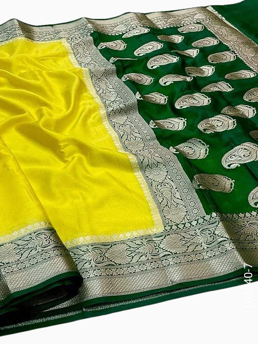 Soft Silk Zari Work Plain Banarasi Saree view 8