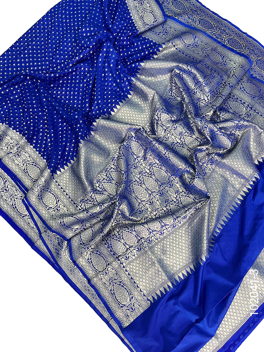 Georgette Zari Work Buti Banarasi Saree view 4